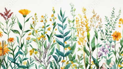 Colorful Floral Arrangement with Various Flowers and Green Leaves on White Background for Creative and Design Projects