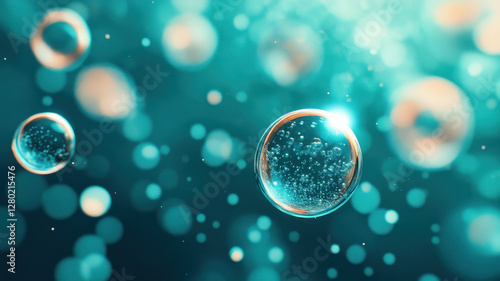 Wallpaper Mural Bubbles floating in serene blue background create calming atmosphere. light reflects beautifully, enhancing tranquil scene Torontodigital.ca