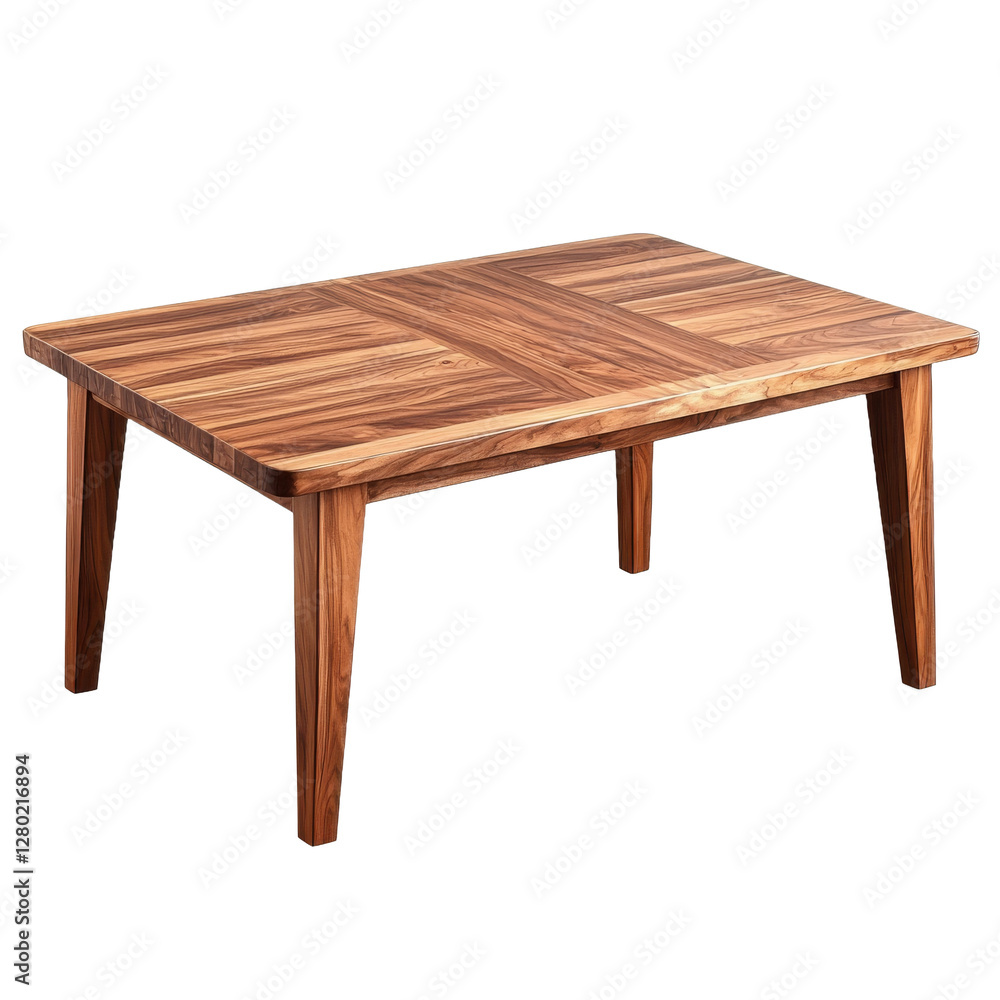 Rectangular wooden dining table with unique wood grain texture isolated on transparent background (PNG) Rectangular wooden dining table with unique wood grain texture isolated on transparent background (PNG)