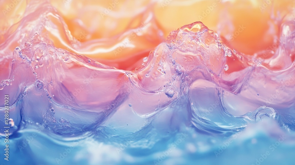Fototapeta premium Abstract Blending of Polymers in a Colorful Space with Realistic Liquid Waves and Textures