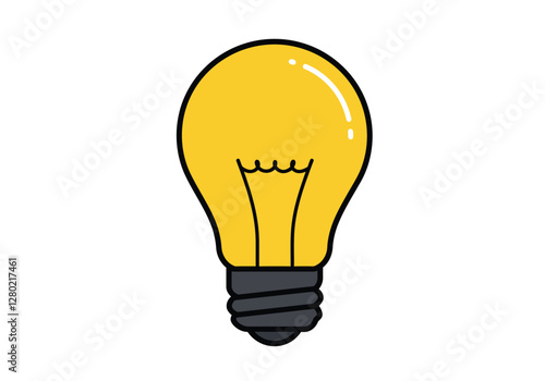 Clip art of light bulb. This image shows a simple, yellow light bulb with a black base and filament. Vector illustration design.