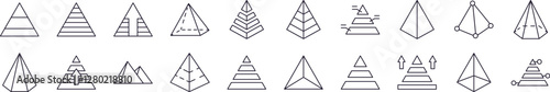 Pyramid Related Line Icons for Web Sites, Books, Cards, Apps. Editable Stroke. Perfect for Web Sites, Books, Cards, Apps