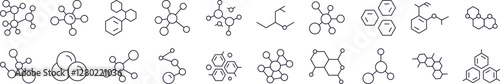 Atom Set of Thin Icons. Editable Stroke. Perfect for Web Sites, Books, Cards, Apps