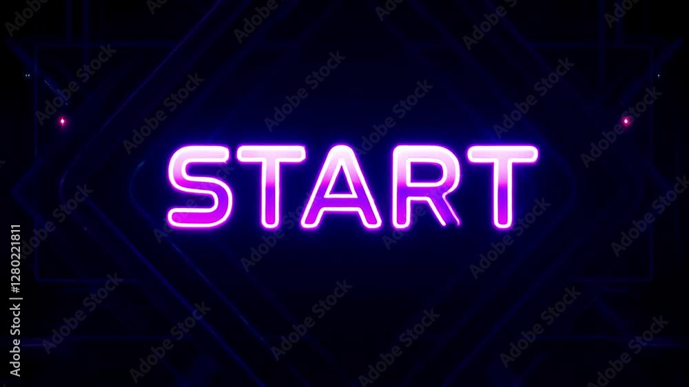 Retro Game Start Screen with Neon Purple and Blue Glow Retro Game Start Screen with Neon Purple and Blue Glow