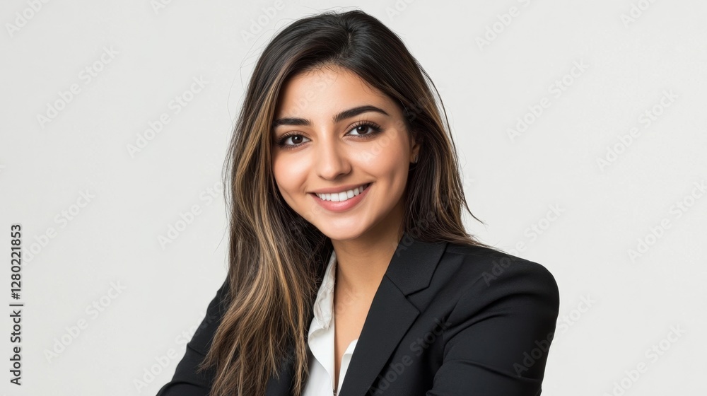 Young Smiling Middle Eastern Businesswoman in Professional Attire Young Smiling Middle Eastern Businesswoman in Professional Attire