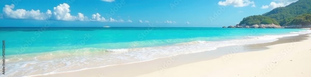 Azure water laps pristine white sand, sun-drenched beach , nature, shells Azure water laps pristine white sand, sun-drenched beach , nature, shells