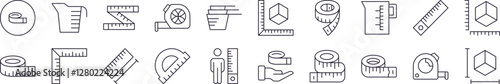 Measure Tape Thin Icons Collection. Editable Stroke. Perfect for Web Sites, Books, Cards, Apps