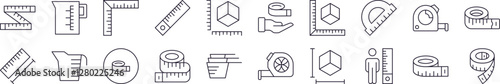 Measure Tape Related Line Icons for Web Sites, Books, Cards, Apps. Editable Stroke. Perfect for Web Sites, Books, Cards, Apps