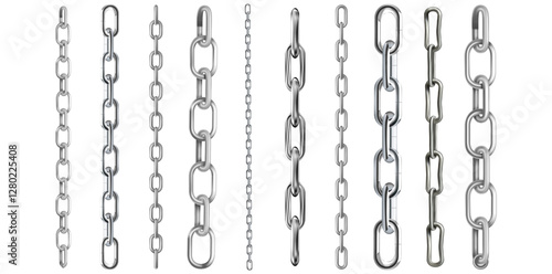 Collection Of Realistic Metal Chains Vector Illustration.	
