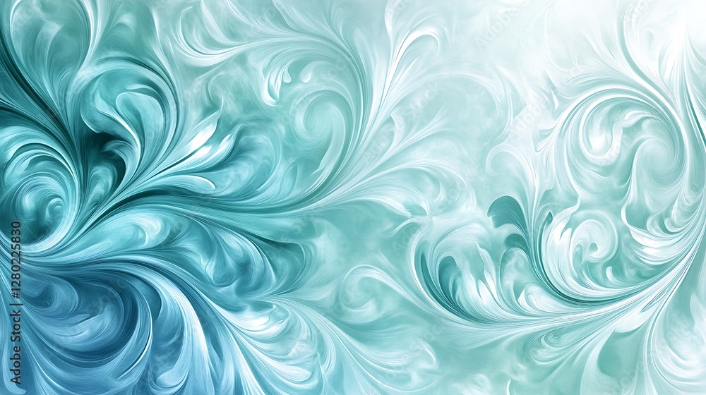 Abstract Teal Swirls Floral Design Background Abstract Teal Swirls Floral Design Background