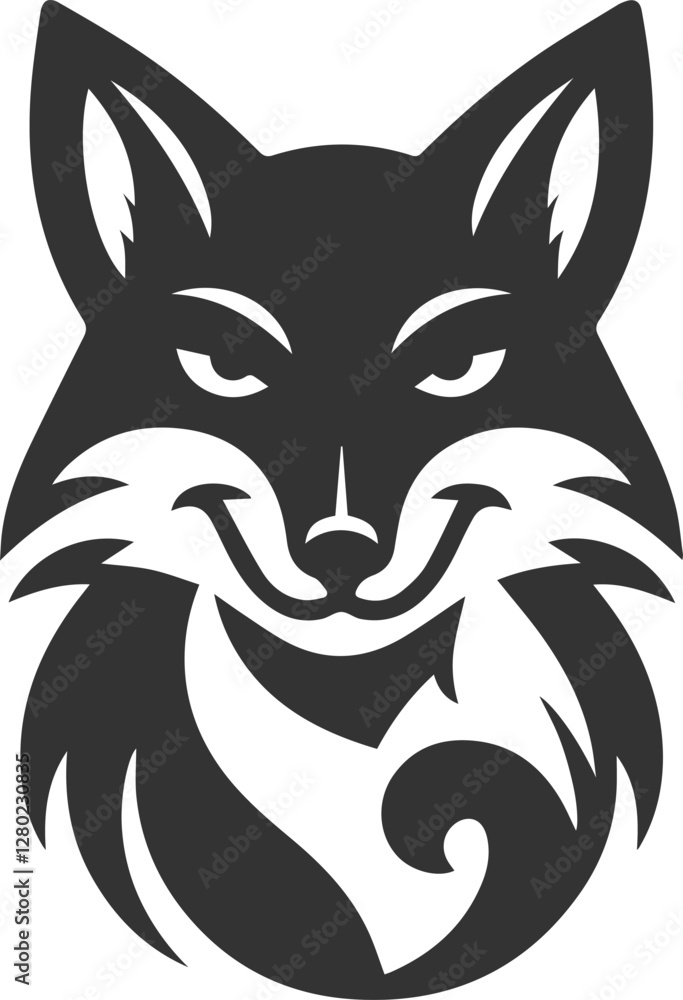 Obraz premium A fox smirking with a sly posture vector animal silhouette