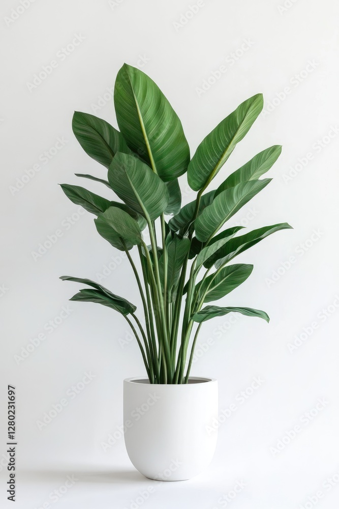 Indoor plant, white pot, minimalist style, modern interior design Indoor plant, white pot, minimalist style, modern interior design