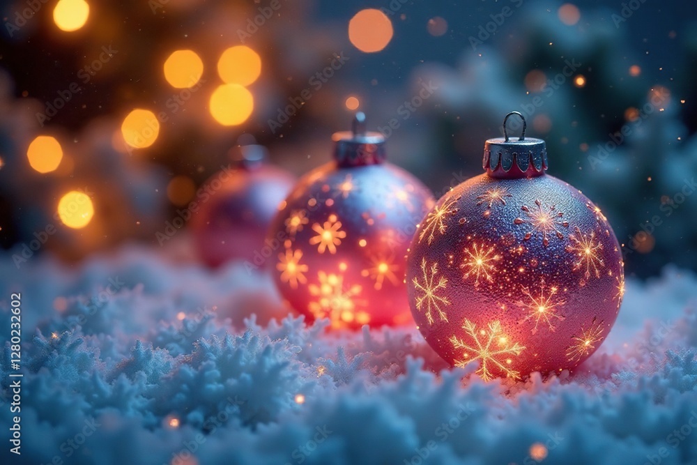 Sparkling snowflakes on frosted glass ornaments, sparkly, decorations Sparkling snowflakes on frosted glass ornaments, sparkly, decorations