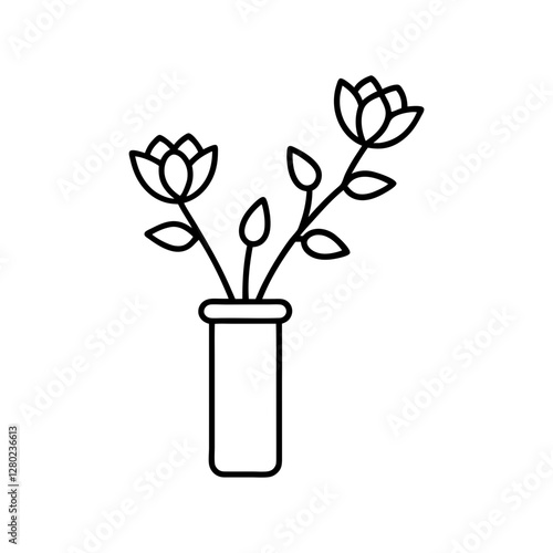 A flower in a vase line art vector illustration