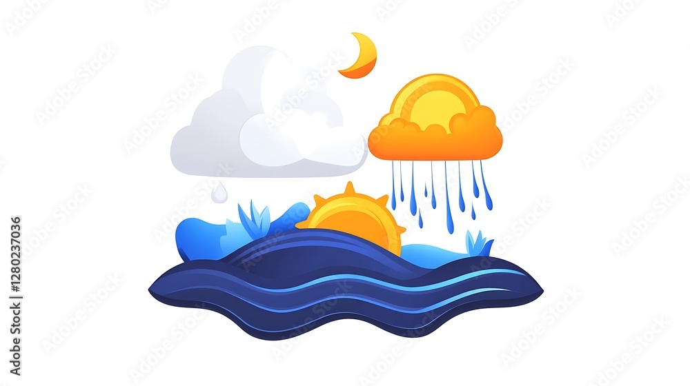 Day and Night Cycle: Vibrant 2D Illustration of Weather Patterns AI Generated Day and Night Cycle: Vibrant 2D Illustration of Weather Patterns AI Generated