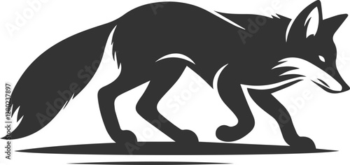 A fox creeping forward, as if stalking prey vector