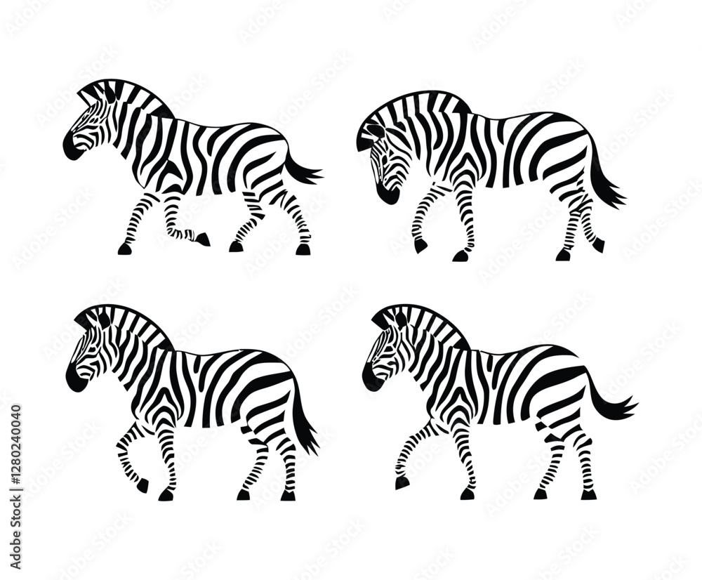 Obraz premium Zebra Silhouette Collection Vector Template for Icons