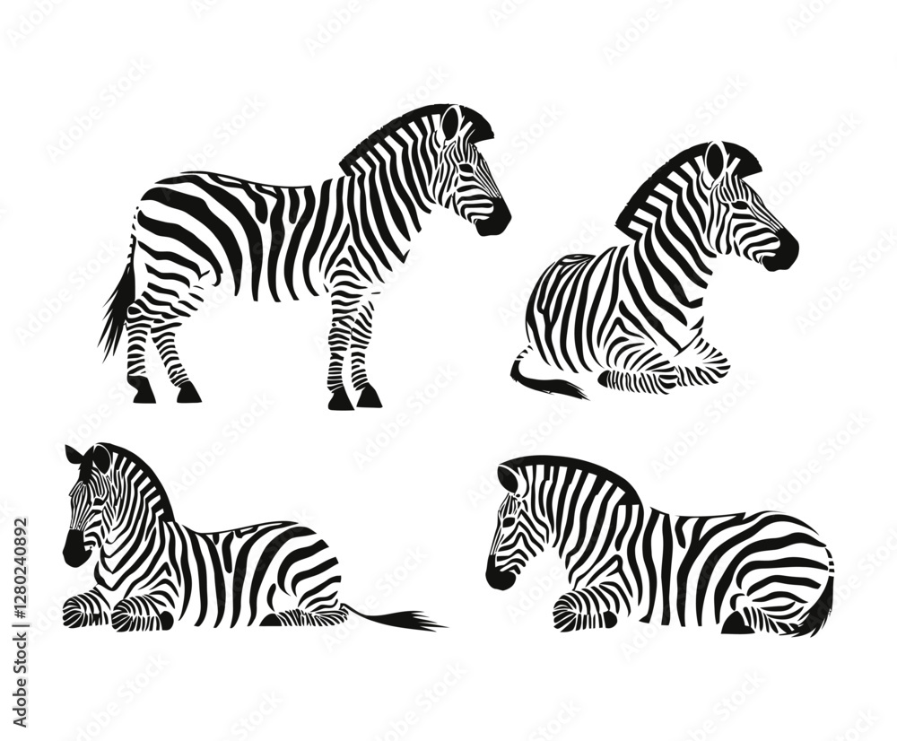 Obraz premium Zebra Silhouette Collection Vector Template Illustrations