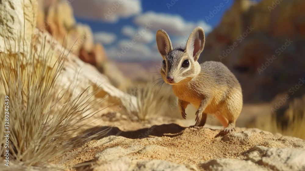 Obraz premium Small Desert Rodent on Sandy Hill