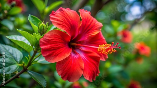Wallpaper Mural Red hibiscus flower in the garden Torontodigital.ca