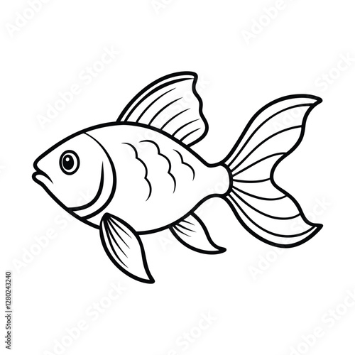 vector illustration of a fish line art