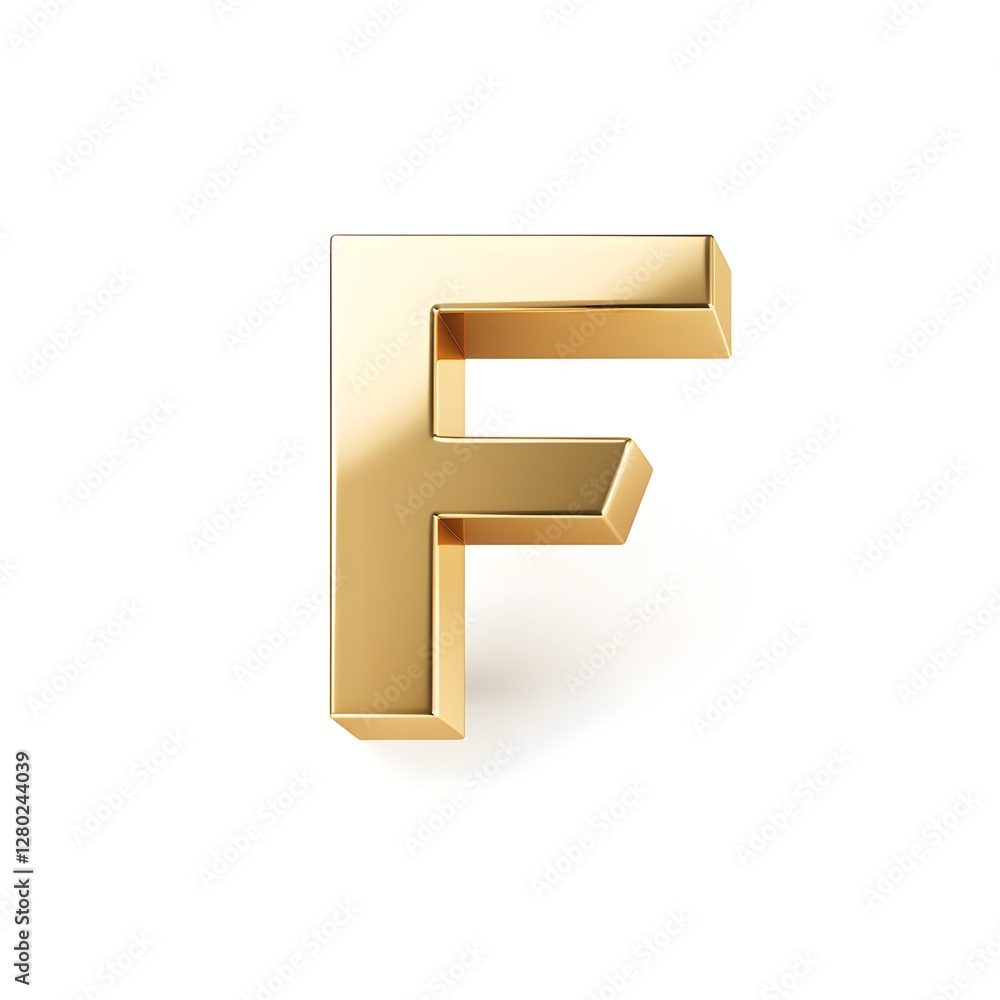A three dimensional golden letter F is shown A three dimensional golden letter F is shown
