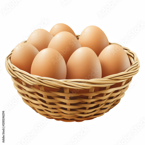 Wallpaper Mural Realistic bamboo basket containing fresh brown eggs, isolated on transparent background. Torontodigital.ca