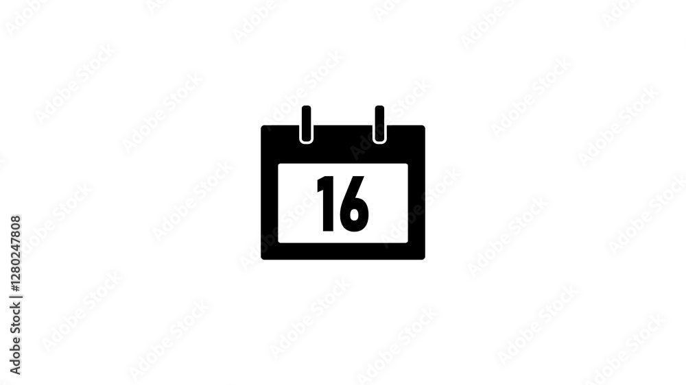 Calendar icon - day 16 animation Luma matte with transparent background 4K appointment, important date, Timetable. time management, organize meeting. Planning Calendar icon - day 16 animation Luma matte with transparent background 4K appointment, important date, Timetable. time management, organize meeting. Planning