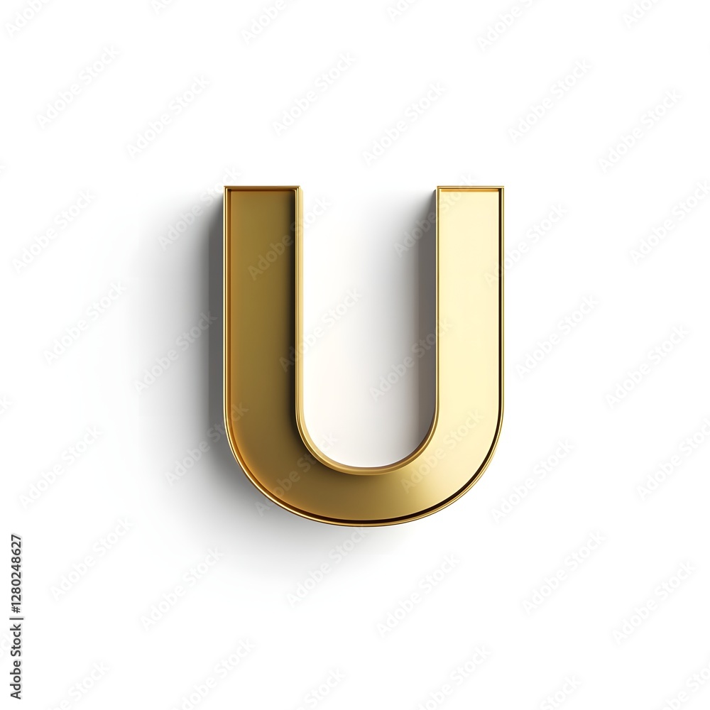 Golden Letter U Isolated on White Background Golden Letter U Isolated on White Background