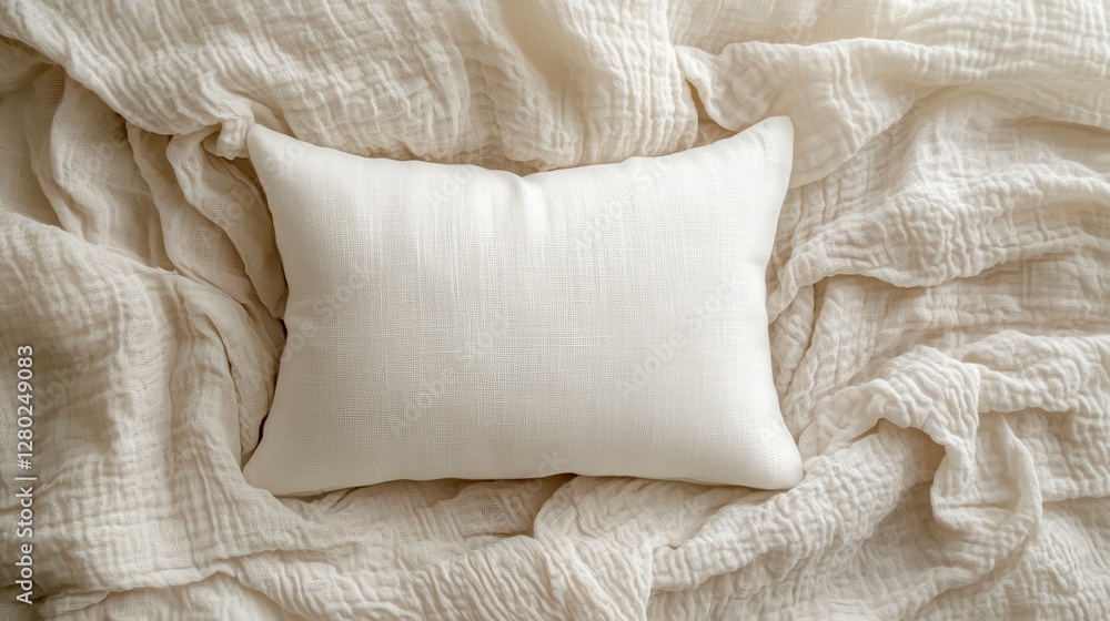 White Pillow on Soft Textured Fabric Background for Home Decor and Comfort White Pillow on Soft Textured Fabric Background for Home Decor and Comfort