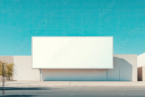 Wallpaper Mural Empty billboard on light beige storefront, sunny day, clear sky Torontodigital.ca