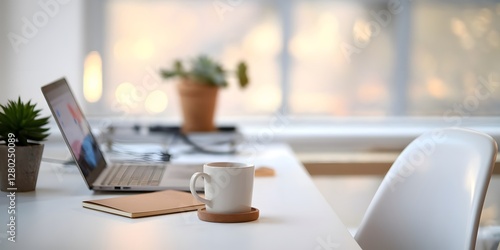 Wallpaper Mural Laptop and coffee cup on a cafe table during work or break Torontodigital.ca