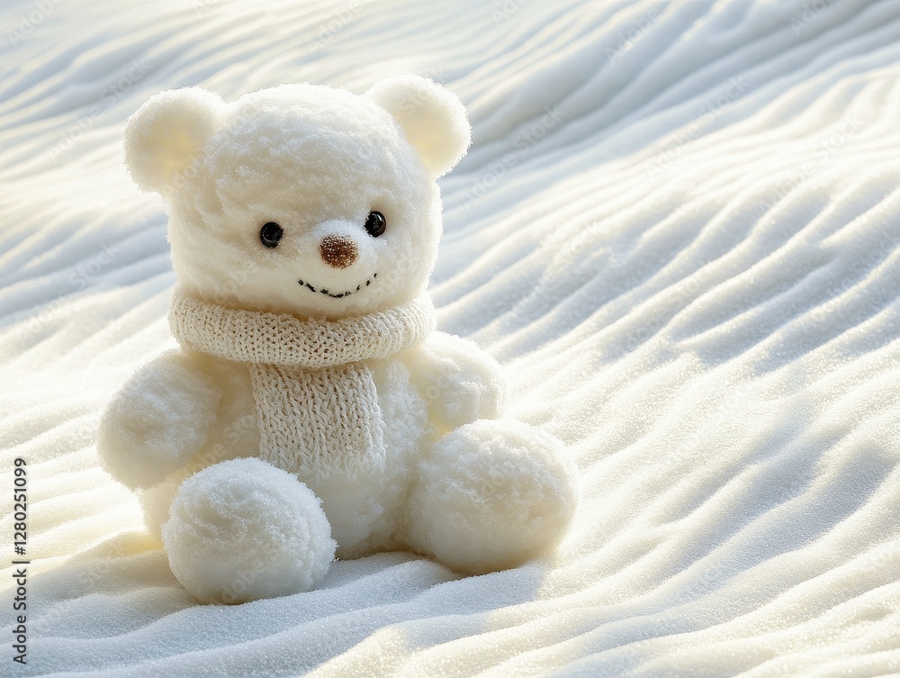 White Teddy Bear in Snowy Sand Dunes White Teddy Bear in Snowy Sand Dunes
