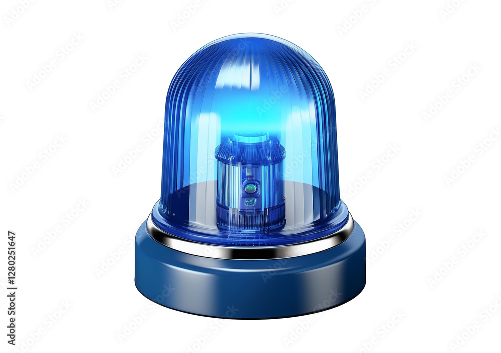 3D blue siren light, Isolated on transparent or white background 3D blue siren light, Isolated on transparent or white background