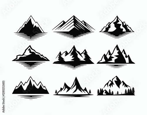 Simple Mountain Silhouettes Vector Template