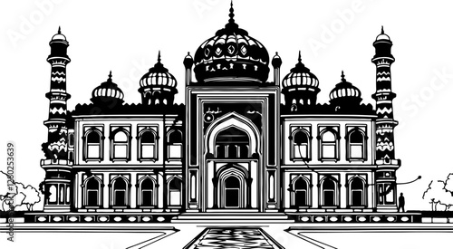 vector illustration of a taj mahal