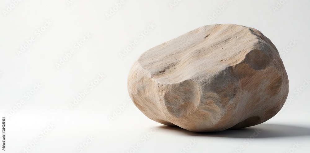 Obraz premium Large stone on a white background with texture, earthy, granite, large