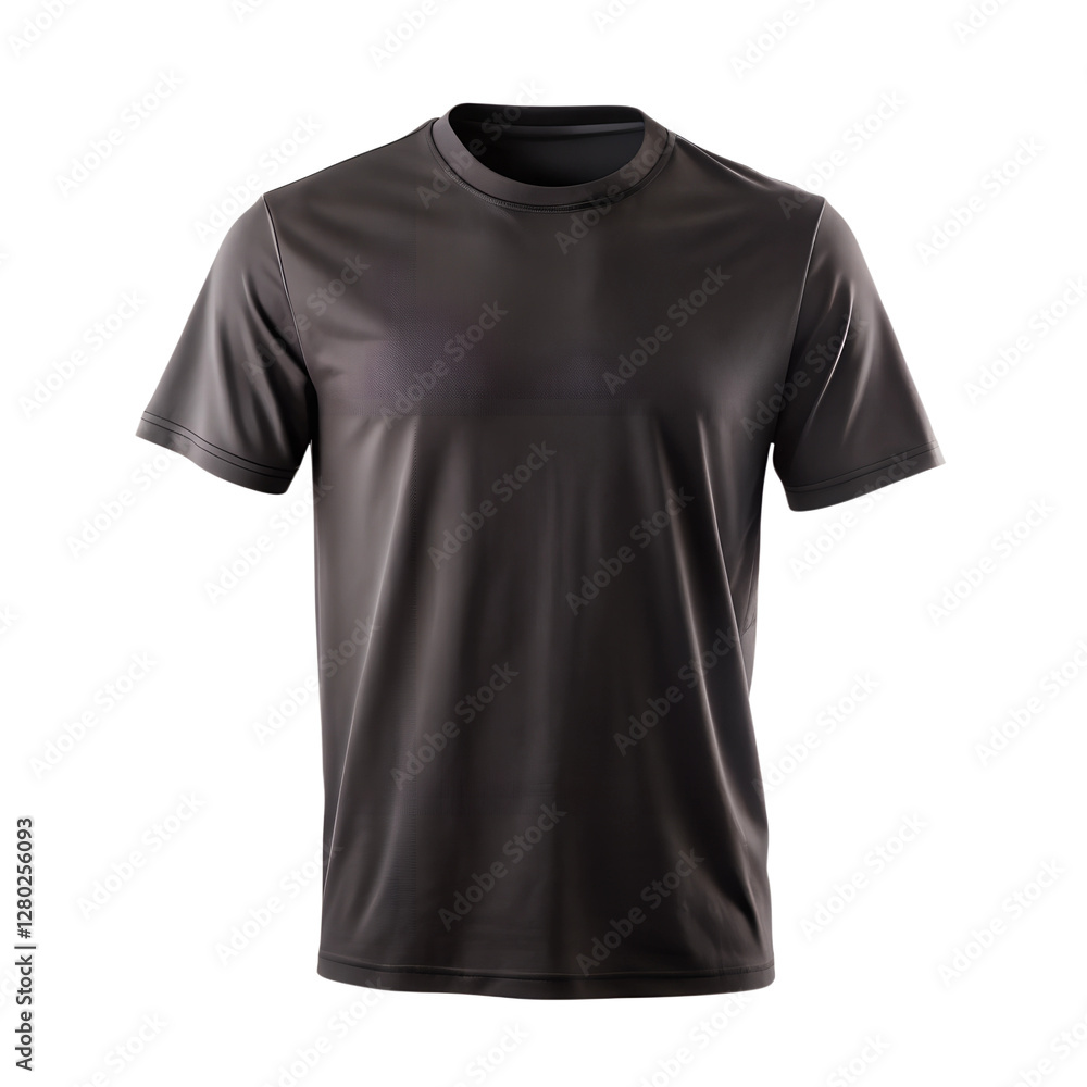 Black t-shirt front side view isolated on transparent background Black t-shirt front side view isolated on transparent background