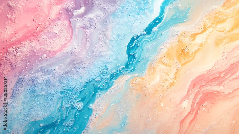 Fototapeta premium Pastel fluid art, abstract swirls, colorful background, decorative design, for prints.