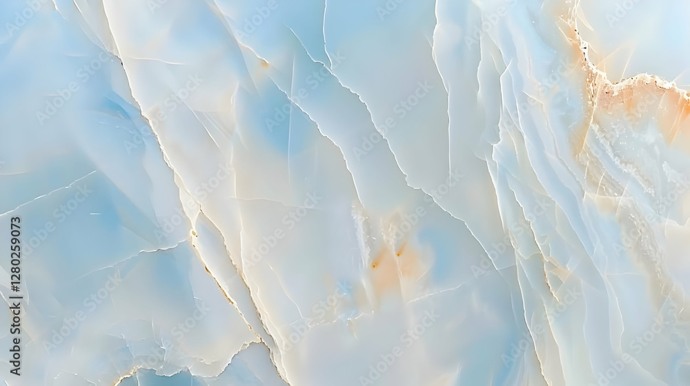 A close-up view of a light blue agate stone with intricate patterns.