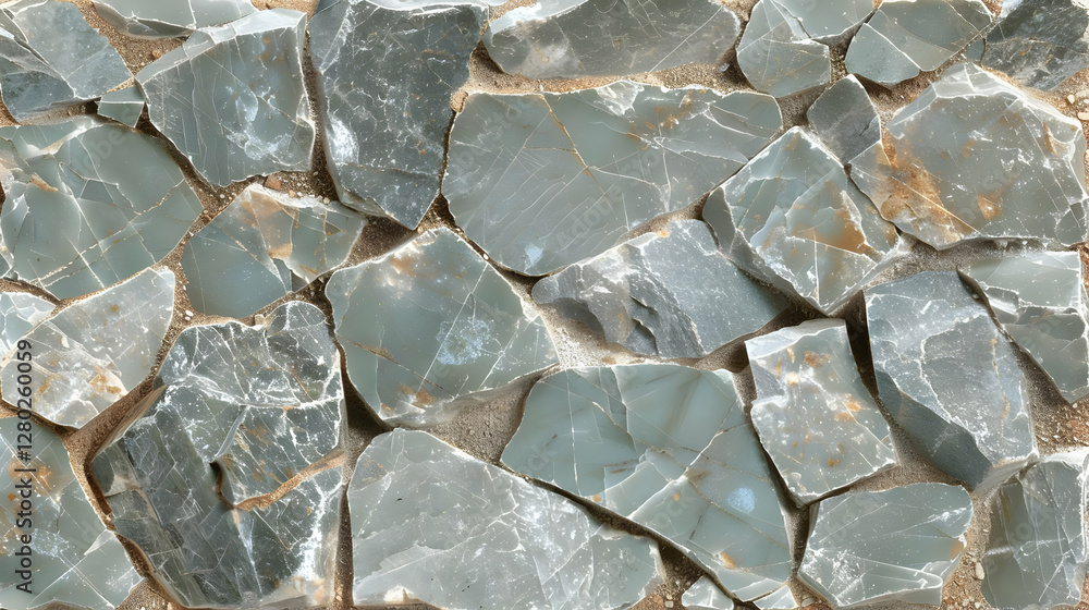 A close-up view of fragmented stones with a mix of gray and blue hues.