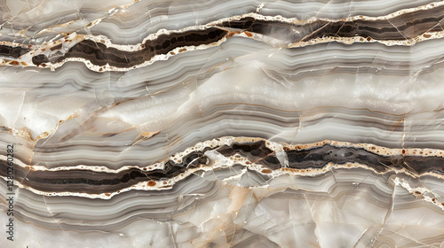 Obraz na płótnie A close-up view of layered agate stone showcasing natural patterns and colors. w salonie