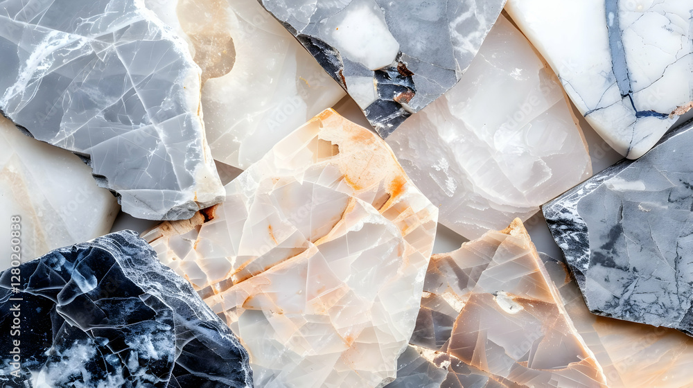 A close-up view of various polished stones showcasing unique patterns and colors.