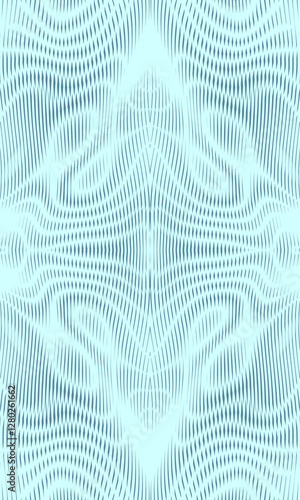 Wavy ornamental geometric abstract seamless texture with moire effect. Metaverse concept background for wall art, panel, poster, web banner, mobile apps, interior decor. 