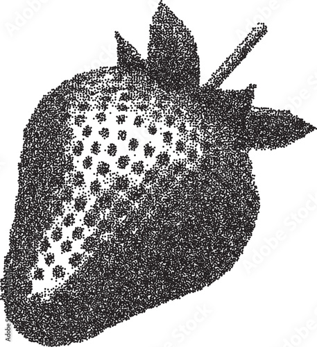 Strawberry vintage y2k stipple art, fruit halftone stipple brutalist retro vector png with transparent background, berry 2000s aesthetic photocopy effect tattoo