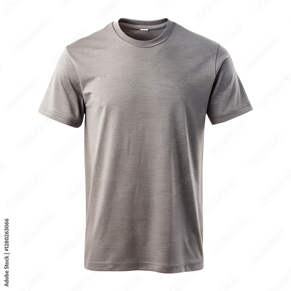 A gray t-shirt front side view isolated on transparent background A gray t-shirt front side view isolated on transparent background