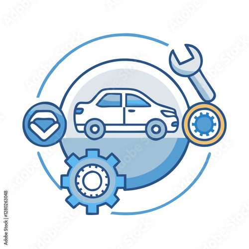 Car repair and maintenance digital icon