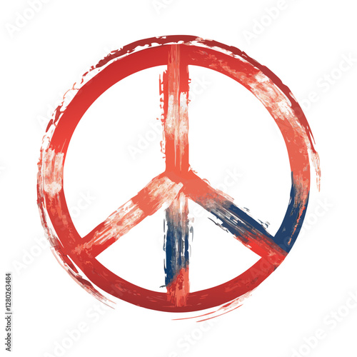Painted peace symbol with rough brush strokes