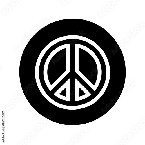Black and white peace symbol in bold circle