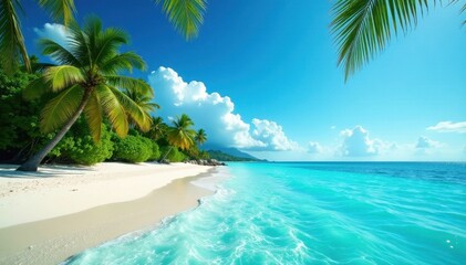 Deken met foto Palmboom Turquoise water wit zand palmbomen Malediven  © An